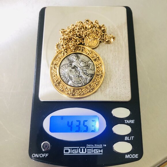 Vatican Library St. Christopher Protect Us Medallion Pendant Necklace 24" Gold - Picture 11 of 11